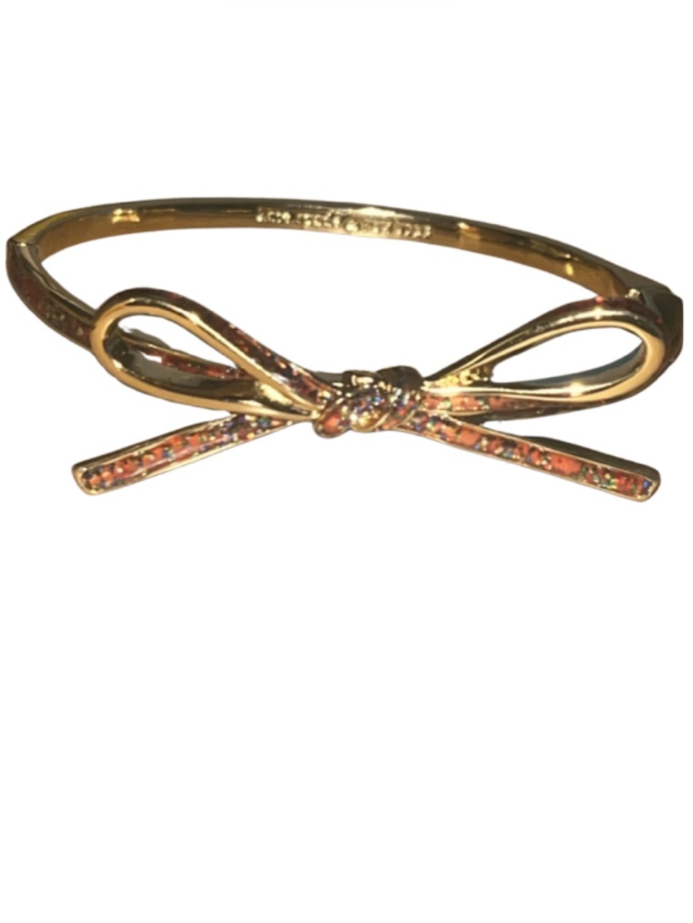 Kate Spade Skinny Mini Bow Bangle, Enamel Inlay, Clasp Open/Close, 6.5" Wrist